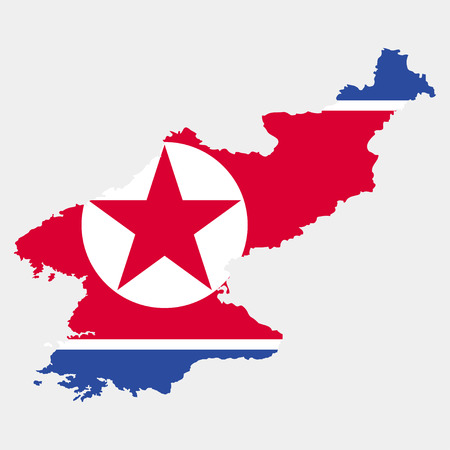 Territory and flag of North Koreaのイラスト素材
