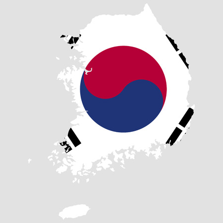 Territory and flag of South Koreaのイラスト素材