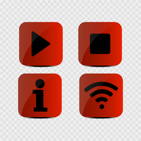 Multimedia icon, Info and Wifi icons on a grey backgroundのイラスト素材