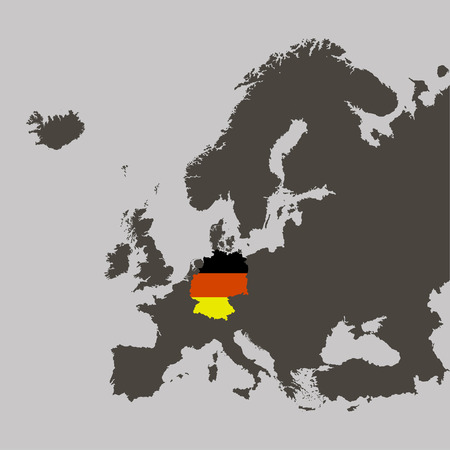 Territory of Germany with flag on Europe mapのイラスト素材