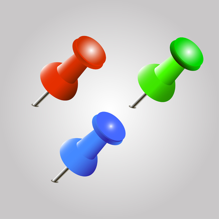 Pin icon with different color on the grey backgroundのイラスト素材