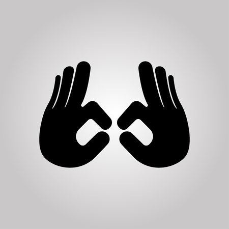 Hand icon - OK on a grey backgroundのイラスト素材