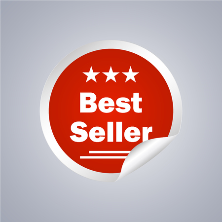 Red emblem or badge of best seller. Vector illustrationのイラスト素材