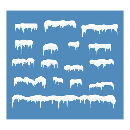 Set of snow cap on a blue backgroundのイラスト素材