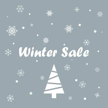 Winter sale on a grey backgroundのイラスト素材