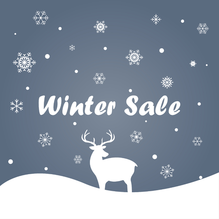 Winter sale on a grey backgroundのイラスト素材