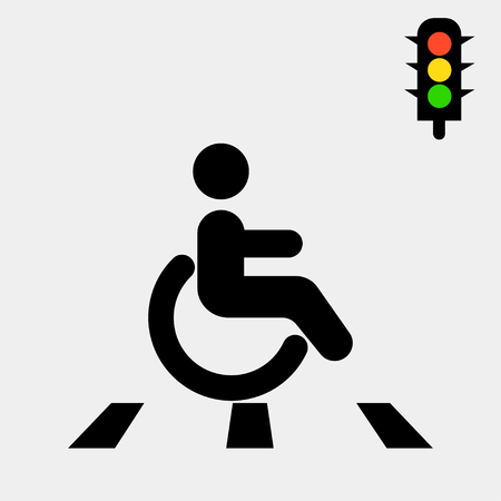 Wheelchair sign vector icon. Disabled person icon. Human on wheelchair sign. Patient transportation symbolのイラスト素材