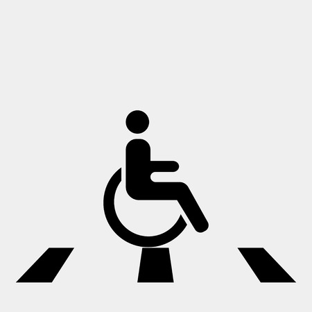Wheelchair sign vector icon. Disabled person icon. Human on wheelchair sign. Patient transportation symbolのイラスト素材