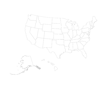 Black outline of United States of America map with a white backgroundのイラスト素材