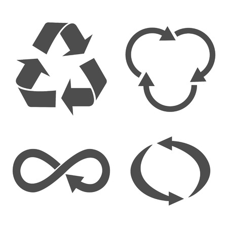 Pointer, arrow, recycle signs. Vector illustrationのイラスト素材