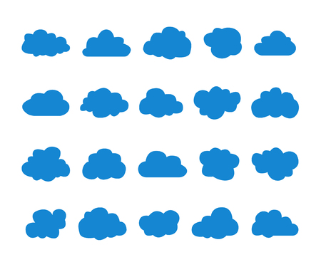 Collection of vector clouds on blue backgroundのイラスト素材