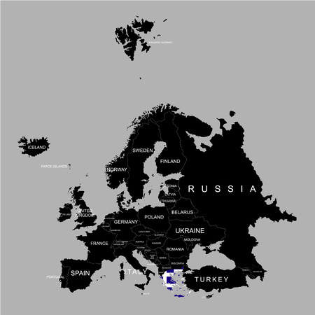 Territory of Greece on Europe map on a grey backgroundのイラスト素材