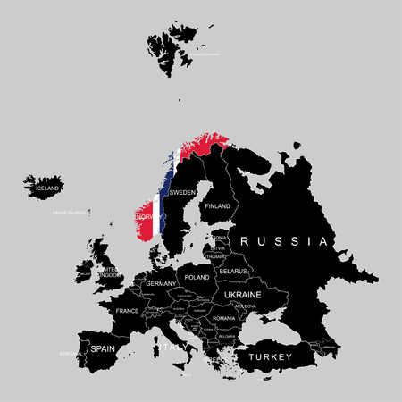 Territory of Norway on Europe map on a grey backgroundのイラスト素材