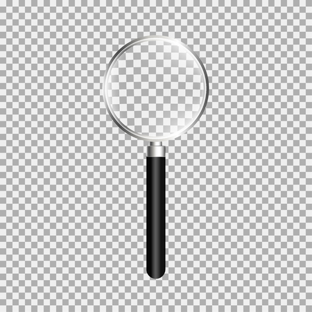 Magnifying glass, loupe with black handle. Gray background. Vector illustrationのイラスト素材