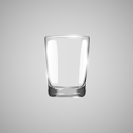 Realistic empty glass. Glass on gray background. Drinking glass. Empty drinking glass cup. Transparent glass. Vector illustration.のイラスト素材