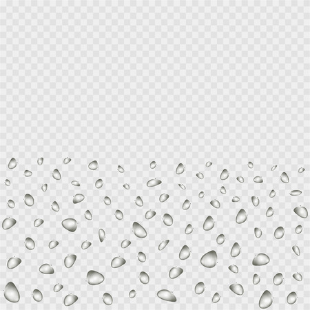 Realistic water drop. Pure, clean water drops. Water Rain. Gray background. Vector illustrationのイラスト素材