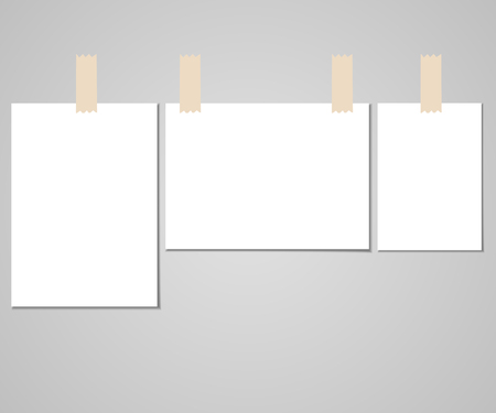Clear list of paper with adhesive tape on the gray background. Vector illustrationのイラスト素材