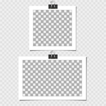 Collection of photo frame with pin. Vector template for your trendy photo or imageのイラスト素材