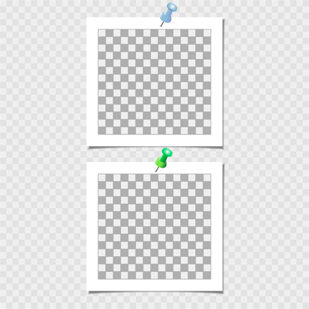 Photo frame with pin. Vector template for your trendy photo or imageのイラスト素材
