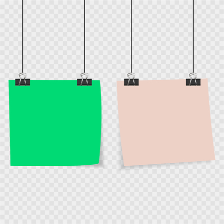 Collection of clear color lists of paper with pin on the gray backgroundのイラスト素材