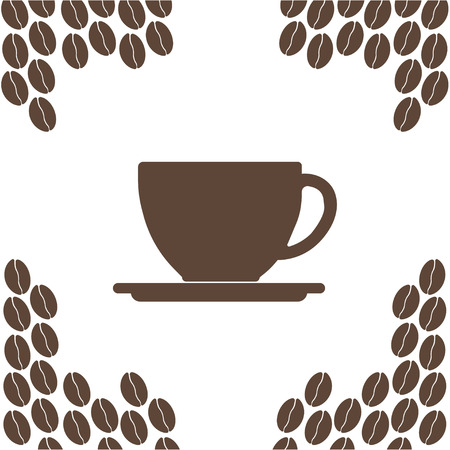 Coffee beans with cup on white background. Organic. Vector illustrationのイラスト素材