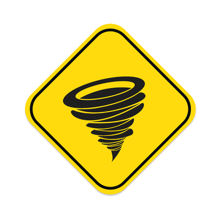 Whirlwind sign. Tornado. Hurricane. Hurricane - storm. Yellow background. Vector illustrationのイラスト素材