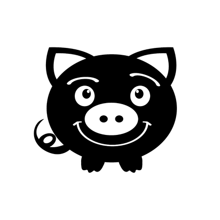 Happy New Year. 2019. Year of pig. White background. Vector illustrationのイラスト素材