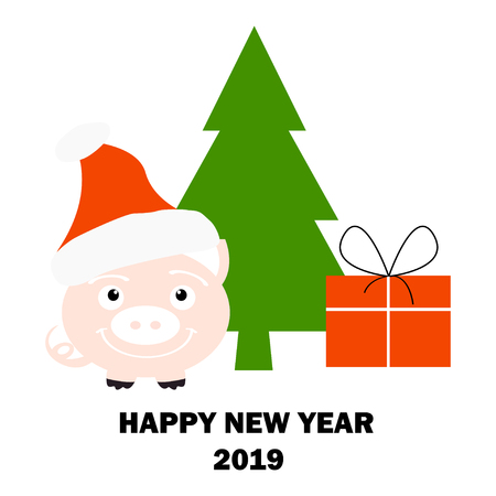 Happy New Year. 2019. Year of pig. Vector illustrationのイラスト素材