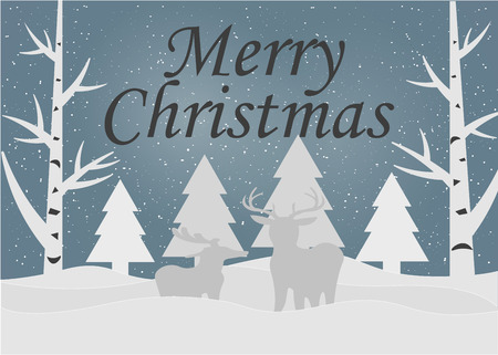 Merry Christmas and Happy New Year. 2019. Winter forest. Vector illustrationのイラスト素材