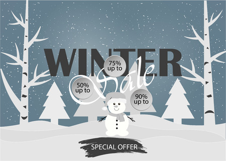 Winter sale. Merry Christmas and Happy New Year. 2019. Vector illustrationのイラスト素材