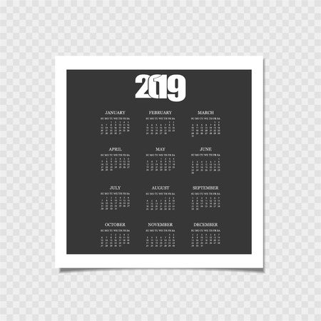 Calendar 2019. Tear-off calendar. Gray background. Vector illustrationのイラスト素材