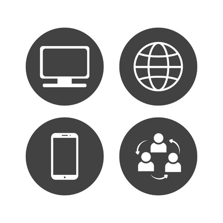 Collection of communication symbols. Contact, e-mail, mobile phone, message, wireless technology icons etc. Vector illustrationのイラスト素材