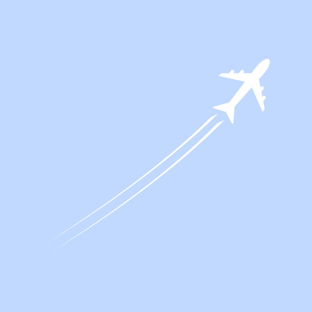Airplane line path. Aircraft flying in the sky. Airplane flight route with line trace. Vector illustrationのイラスト素材