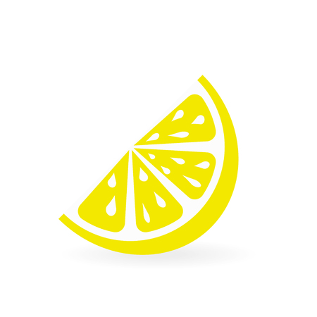 Fresh and juicy lemon on white background. Lemon segment, slice. Vector illustrationのイラスト素材