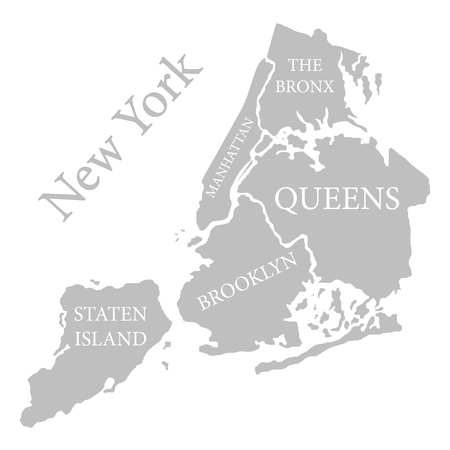 New York state. State of America territory on white background. Separate boroughs. Vector illustrationのイラスト素材