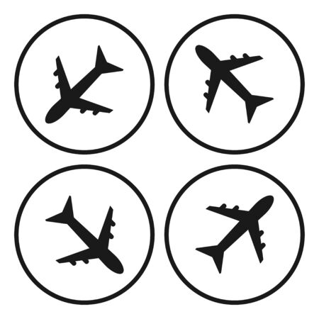 Airplane sign, symbol. Aircraft flying. White background. Vector illustrationのイラスト素材