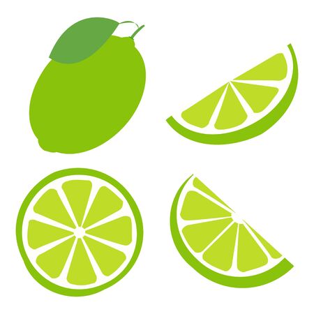 Fresh and juicy lemon with green leaf on white background. Vector illustrationのイラスト素材