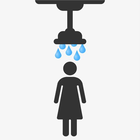 People under the shower. White background. Vector illustrationのイラスト素材