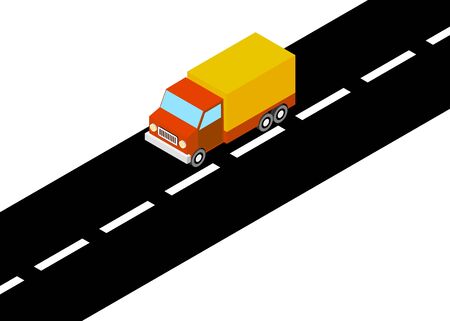 Cargo truck transportation. Fast delivery or logistic transport. Isometric projection 3d illustrationのイラスト素材
