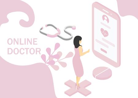 Doctor online concept. Isometric projection. Vector illustration. EPS 10のイラスト素材
