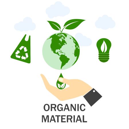 Organic goods. Pollution problem. Environmental protection. Save the world. Zero waste.のイラスト素材