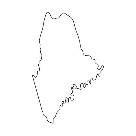 Maine - U.S. state. Contour line in black color.のイラスト素材