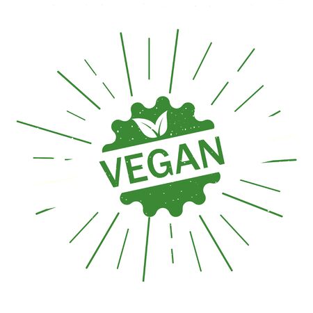 Vegan icon. Ecology, organic labels, tags. Green leaf. White background.のイラスト素材