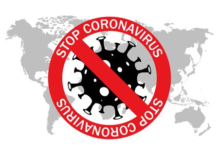 Coronavirus COVID-19. 2019-nCoV. Pandemic. Virus quarantine. Stop sign. Vector illustration.のイラスト素材