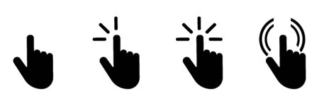 Push button. Hand icon on white background. Cursor of computer mouse. Vector illustration. EPS 10のイラスト素材