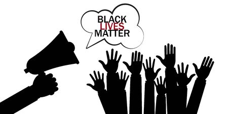 Black lives matter. Social protest, slogan. Loudspeaker. Vector illustrationのイラスト素材