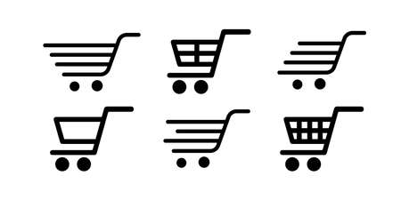 Collection of shopping trolleys, carts on white background. Vector illustration. EPS 10のイラスト素材