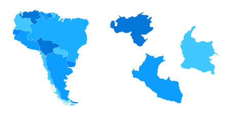 States of America territory. South America. Venezuela, Colombia, Peru. Vector illustration. EPS 10