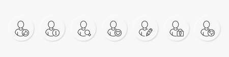 Set of outline icons about users, internet personality, user interface. Simple symbols with black color contour. Vector illustration. EPS 10のイラスト素材