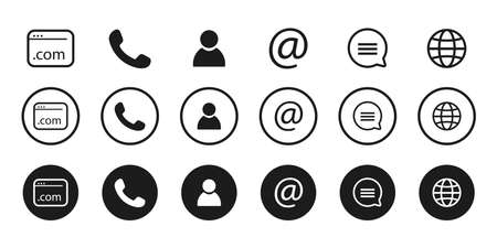 Collection of Business symbols. Contact us signs. Location and contact icons. Simple symbols. Vector illustration.のイラスト素材